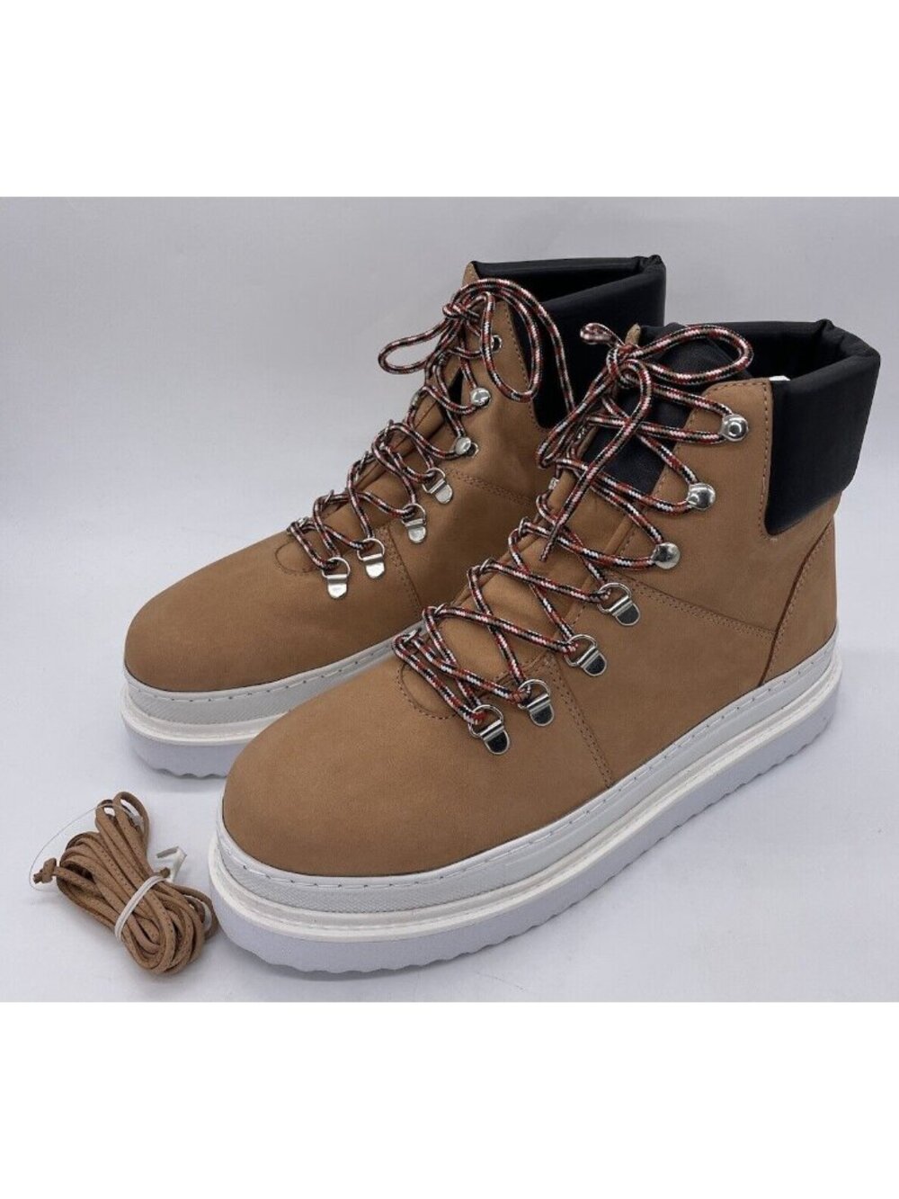 SCHUTZ S-Marlua Brown Black Platform Lace Up Waterproof Leather Boots Size 5 B